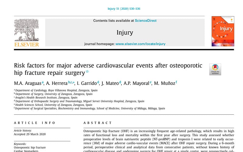 Publicación del Dr. Isaías Garrido en la prestigiosa revista Injury